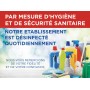 Pancarte sécurité sanitaire « Notre établissement est désinfecté quotidiennement »