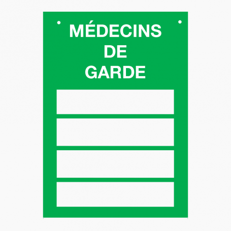 Plaques professionnelles "médecins de garde" pour officine, pharmacie