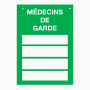 Plaques professionnelles "médecins de garde" pour officine, pharmacie